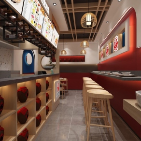 新中式快餐厅3D模型下载